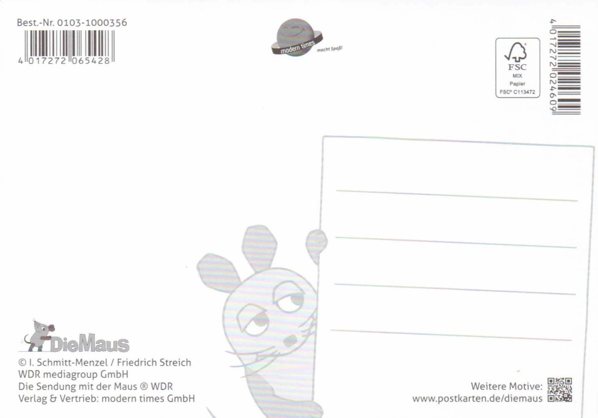 Maus - Postkarte Elefant mit Herz