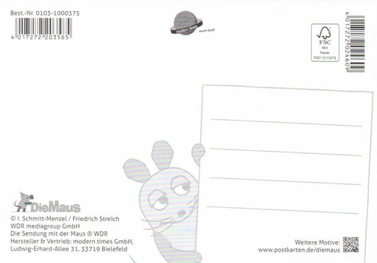 Maus - Postkarte Ganz viel Glück zum Geburtstag