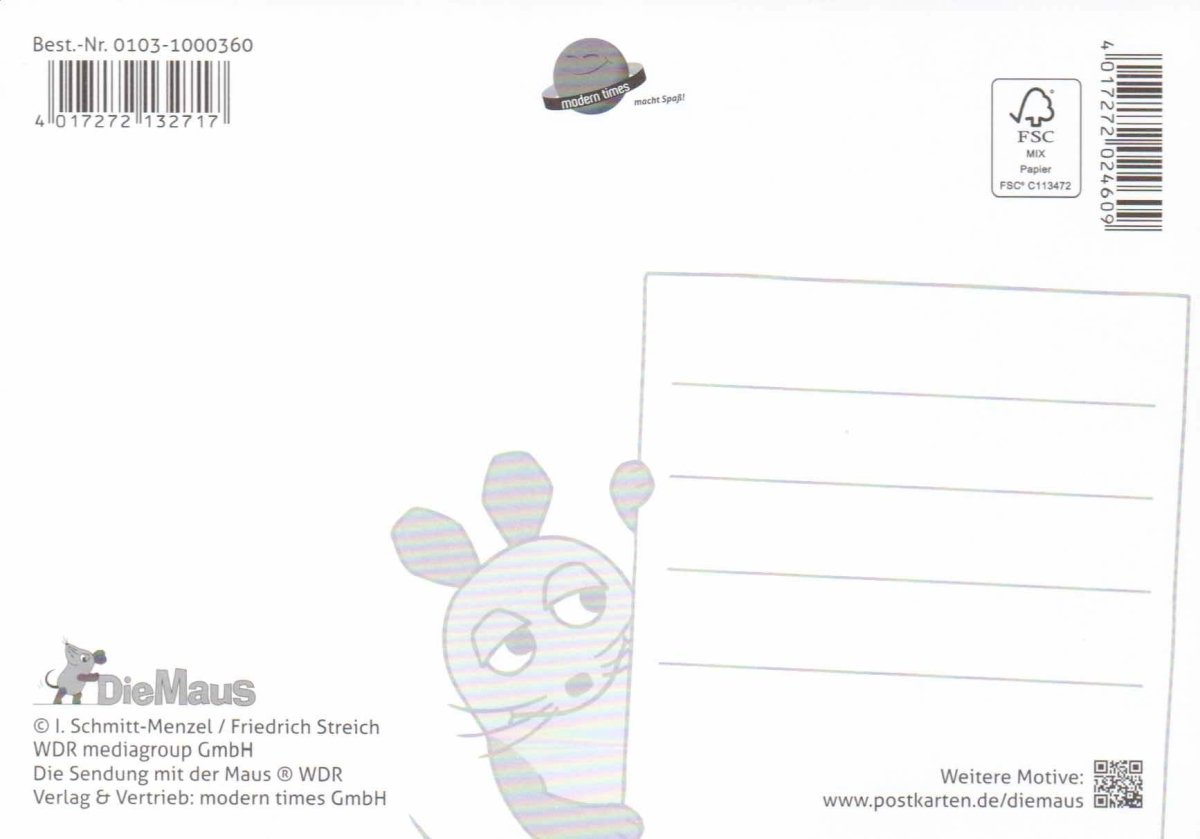 Maus - Postkarte Geburtstag Happy Birthday