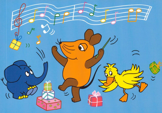 Maus - Postkarte Geburtstagsparty blau