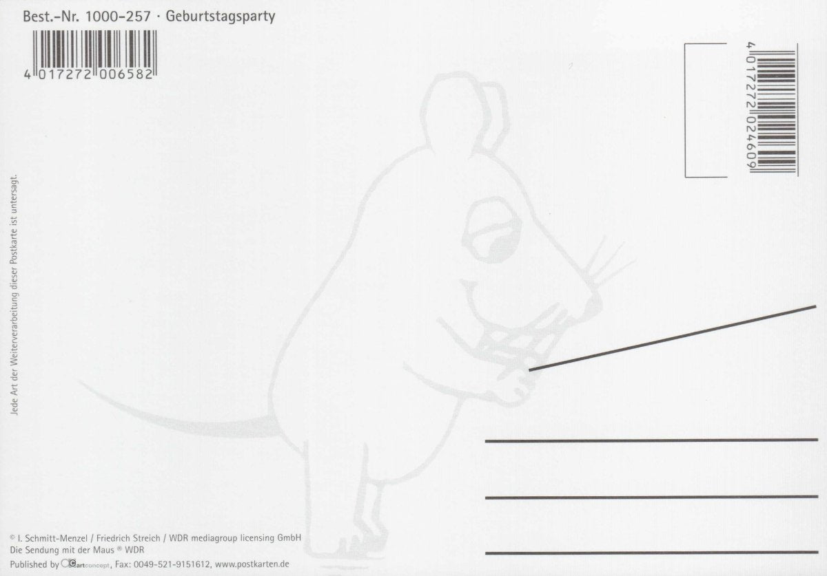 Maus - Postkarte Geburtstagsparty gelb