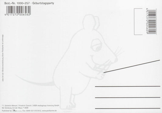 Maus - Postkarte Geburtstagsparty gelb