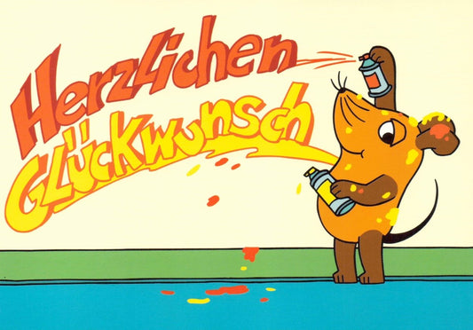 Maus - Postkarte Graffiti Herzlichen Glückwunsch