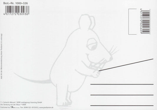 Maus - Postkarte Maus mit Geschenk