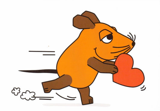 Maus - Postkarte Maus mit Herz