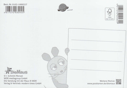 Maus - Postkarte Maus mit Herz