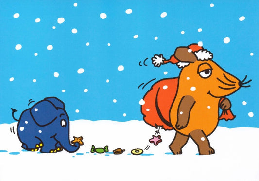 Maus - Postkarte Plätzchenspur