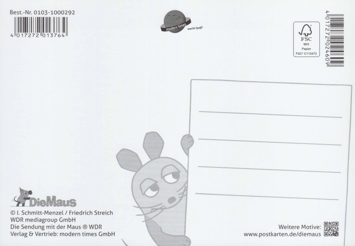 Maus - Postkarte Spruch Herzlichen Glückwunsch