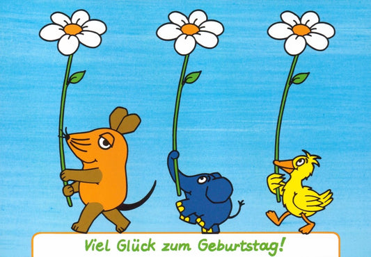 Maus - Postkarte Spruch Herzlichen Glückwunsch