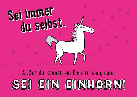 Motivationskarte Einhorn - Selbstliebe & Einzigartigkeit, Rosa Illustration, Lustiges Geschenk