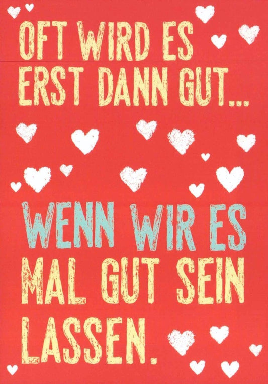 Motivationspostkarte mit Herzdesign – Weiße Botschaften für Optimismus und Gelassenheit, inspirierend zum Loslassen