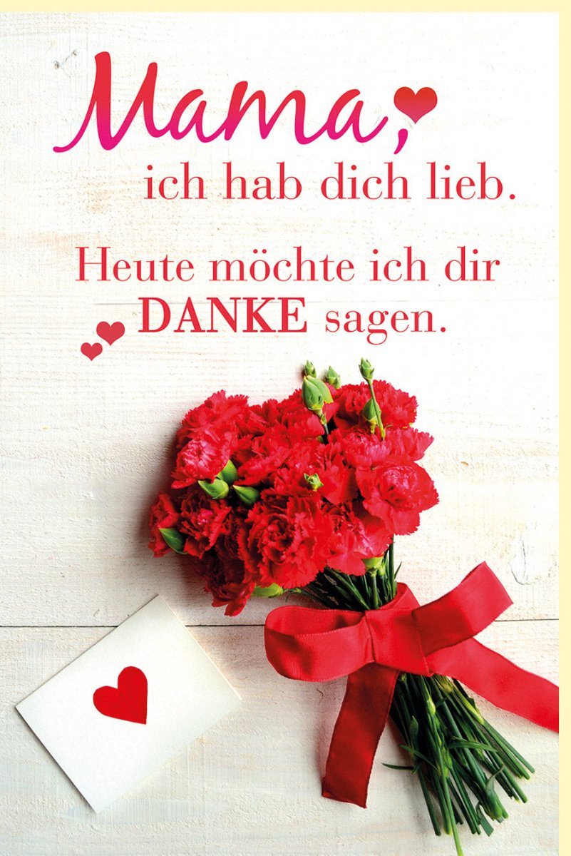 Muttertagskarte: Herz & Blumenstrauß Design, Liebevolle Grüße für Mama, Perfektes Geschenk von Töchtern, Rote Herzen & Blumen Motiv