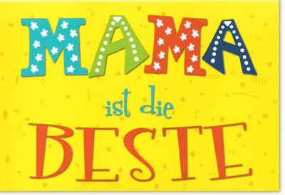 Muttertagskarte "Liebe Mama" - Herzliche Dankbarkeit & Wertschätzung, Gelbe Grußkarte mit Schriftzug, Feier der Mutterliebe