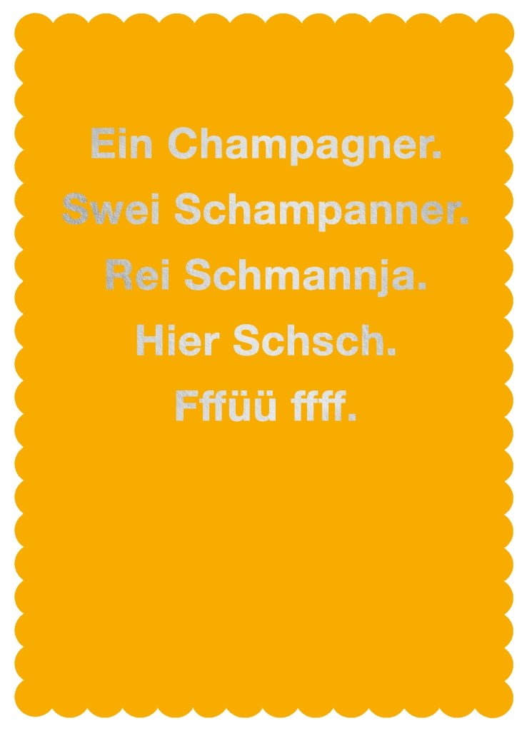 Partykarte mit Champagner - Wortspiel – Humorvolle Gelbe Karte, Witziges Geschenk für Feierlichkeiten