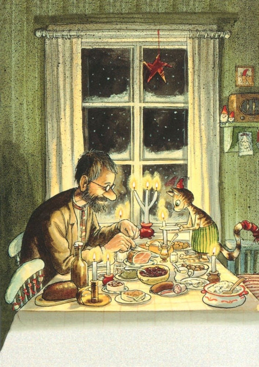 Pettersson und Findus Postkarte Weihnachtsbesuch