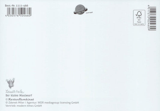 Postkarte für Kinder Der kleine Maulwurf Herzlichen Glückwunsch