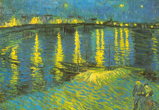 Postkarte für Kunstliebhaber: Van Gogh Sternennacht - Vintage Deko, Impressionismus Meisterwerk, Ideal als Geschenk, Museum Qualität, Blankopostkarten