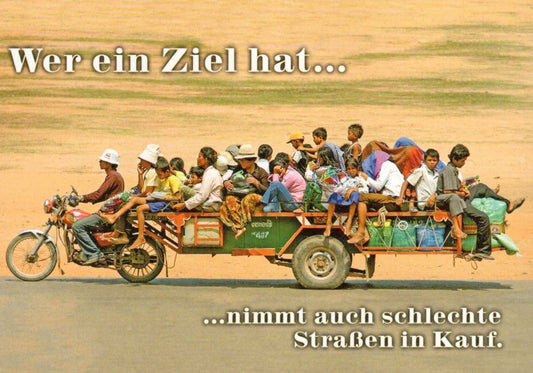 Postkarte für Motorradfans - "Gemeinsam ans Ziel" - Humorvolle Spruchkarte über Abenteuer, Teamgeist & Ausdauer auf der Straße