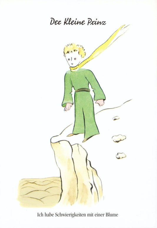 Postkarte Geburtstag Der Kleine Prinz für Kinder liebevoll illustriert mit Zitat Ich habe Schwierigkeiten mit einer Blume Postkarte Kinder