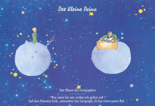 Postkarte Geburtstag Der kleine Prinz für Kinder mit liebevollem Weltraum Motiv und inspirierendem Zitat perfekte Postkarte zum Geburtstag