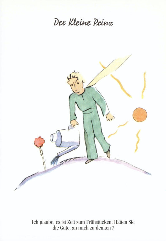 Postkarte Geburtstag Der Kleine Prinz für Kinder mit liebevoller Illustration Sonne Blume Zitat hochwertige Postkarte Kindergeburtstag