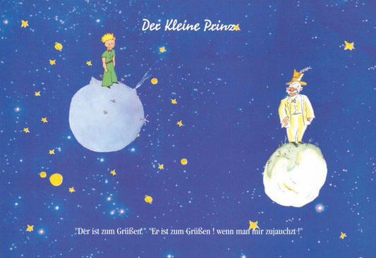 Postkarte Geburtstag Der kleine Prinz für Kinder mit Sternenhimmel und Zitat liebevoll illustriert perfekte Postkarte zum Geburtstag
