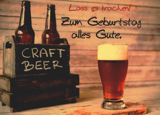 Postkarte Geburtstag mit Biermotiv und Spruch Lass es krachen originelle Geburtstagspostkarte für Bierliebhaber Männer Frauen