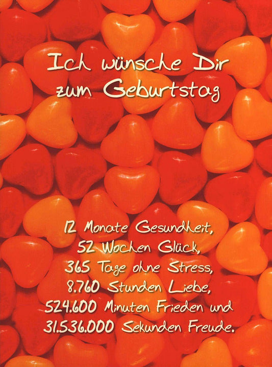 Postkarte Geburtstag mit Herzmotiv und liebevollen Wünschen für Gesundheit Glück Liebe und Freude originelle Postkarte zum Geburtstag