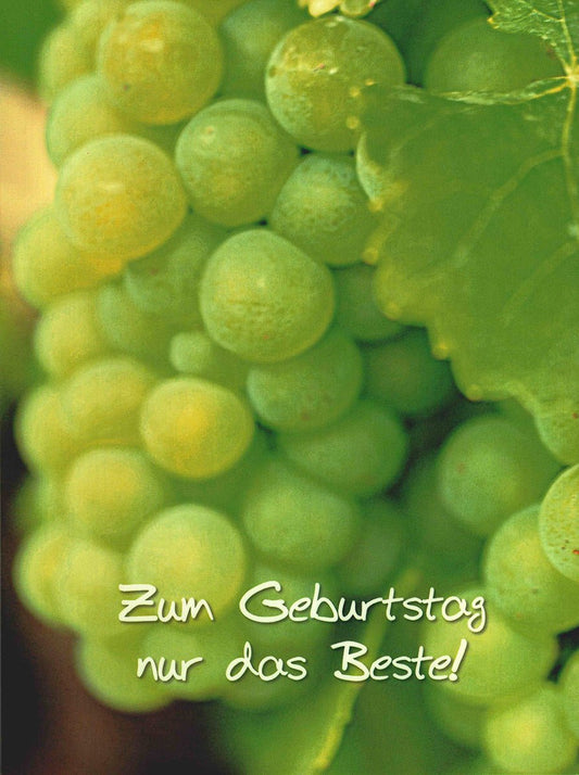Postkarte Geburtstag mit Weintrauben Motiv und Spruch Zum Geburtstag nur das Beste hochwertige Postkarte für Geburtstagsgrüße