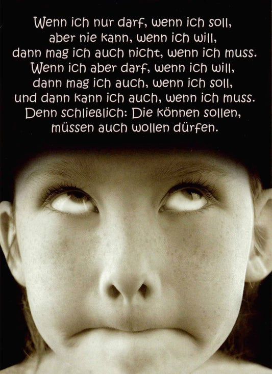 Postkarte - Humorvolle Kinderkarte mit frechen Sprüchen, Schwarz - Weiß - Witz für Selbstbestimmung und Nachdenklichkeit