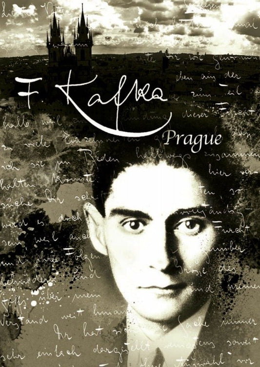 Postkarte Lebensweisheiten: Franz Kafka Portrait mit Zitat, Prager Schriftsteller, Vintage Design