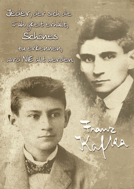 Postkarte Lebensweisheiten – Kafka - Zitat über Jugend, Schönheit & Altern, Erkenntnis - Motiv