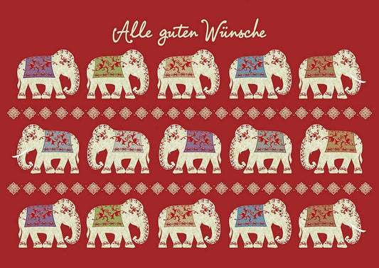 Postkarte mit Elefantenmotiv - Herzliche Wünsche und inspirierender Spruch