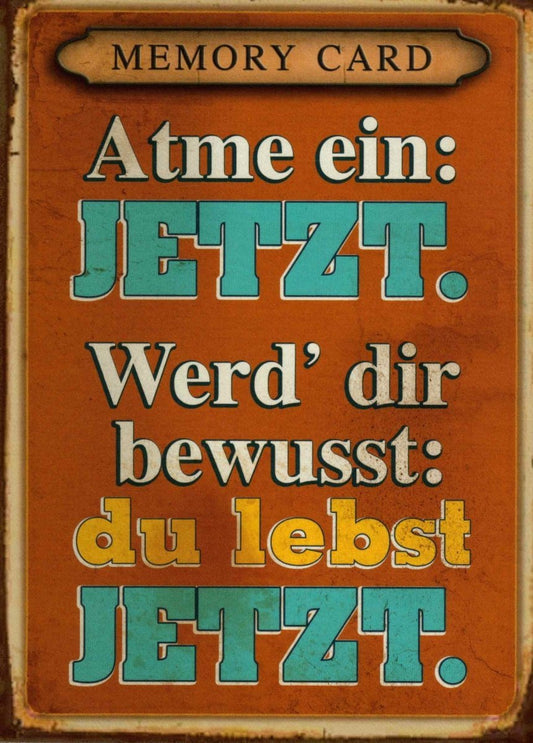 Postkarte mit inspirierendem Spruch: Atme ein, erlebe den Moment jetzt