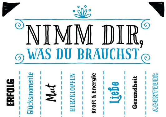 Postkarte mit inspirierenden Sprüchen: Nimm Dir, was du brauchst – Erfolg und Glücksmomente