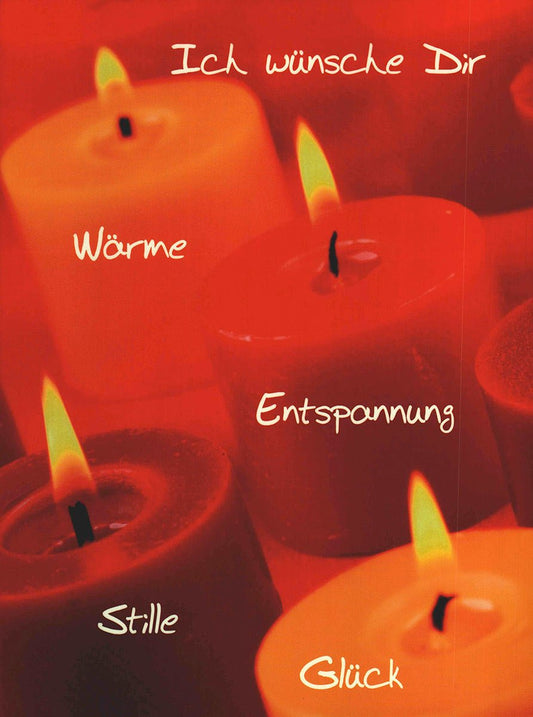 Postkarte mit Kerzenmotiv Ich wünsche dir Wärme Entspannung Stille Glück stilvolle Lebensweisheiten Trost spenden