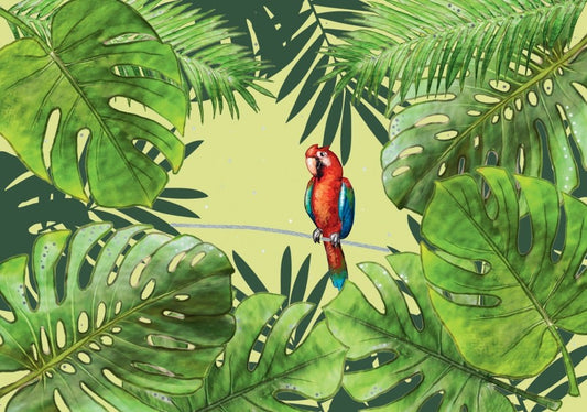 Postkarte mit Spruch: Bunter Papagei für jeden Anlass