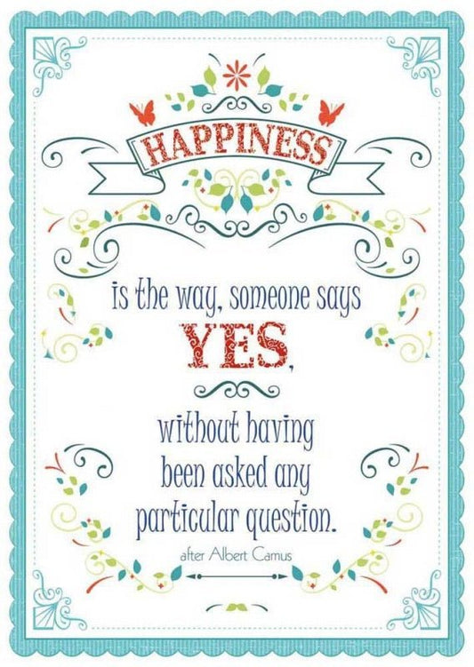 Postkarte mit Spruch: Der Weg zum Glücklichsein