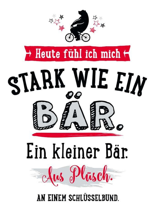 Postkarte mit Spruch - Heute bin ich stark wie ein Bär