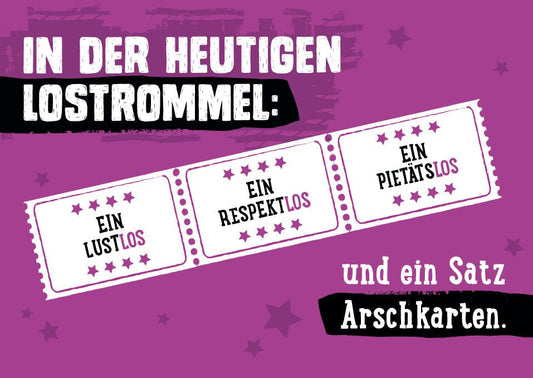 Postkarte mit Spruch: Heute im Glückstopf – die ungeliebten Karten des Lebens