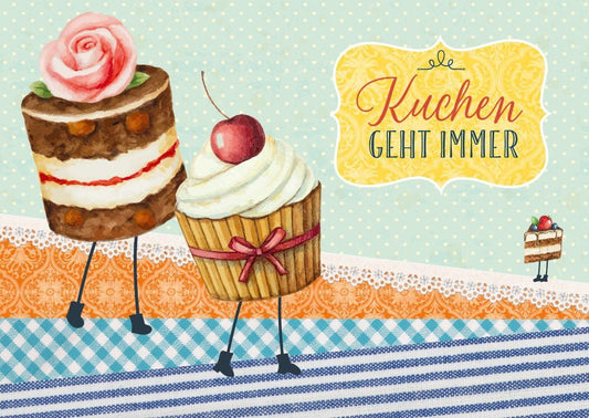 Postkarte mit Spruch: "Kuchen geht immer" – Charmante Botschaft für jeden Anlass