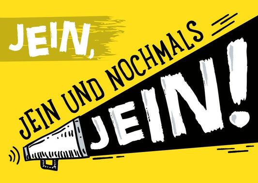 Postkarte mit Sprüchen: Jaein, jaein und nochmals jaein – Ein humorvoller Gruß für unentschlossene Momente