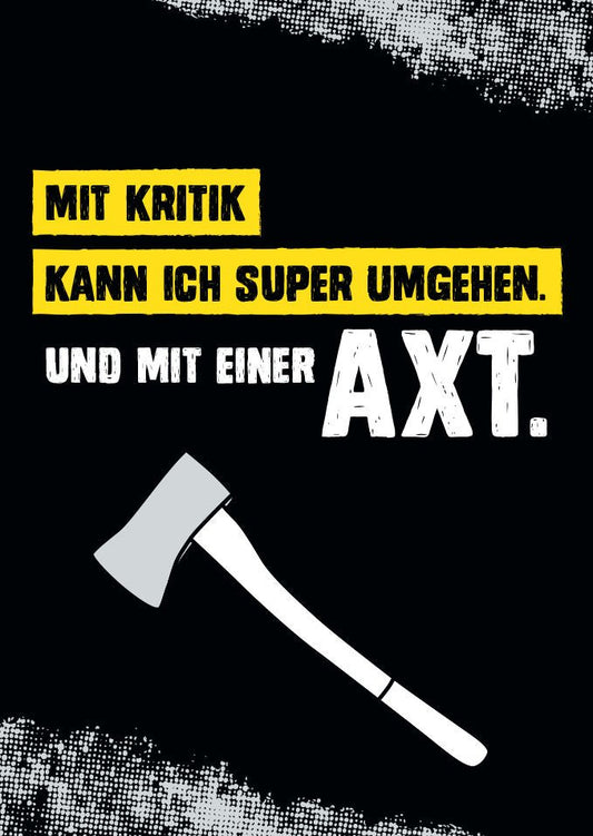 Postkarte mit witzigem Spruch: "Mit Kritik kann ich super umgehen" - Humorvolle Grüße für jede Gelegenheit