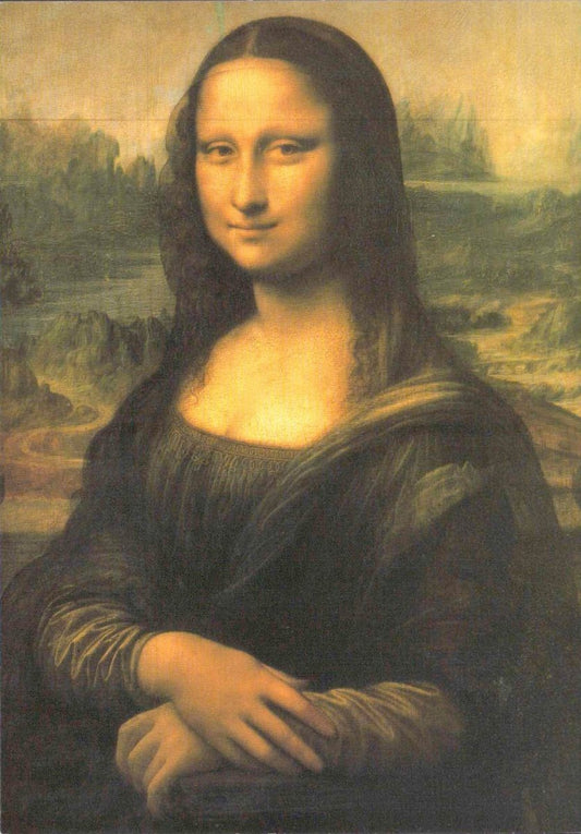 Postkarte Mona Lisa - Blanko Kunstkarte mit dem berühmten Renaissance - Gemälde, Italienische Kunst aus dem Louvre, ideales Geschenk für Kunstliebhaber