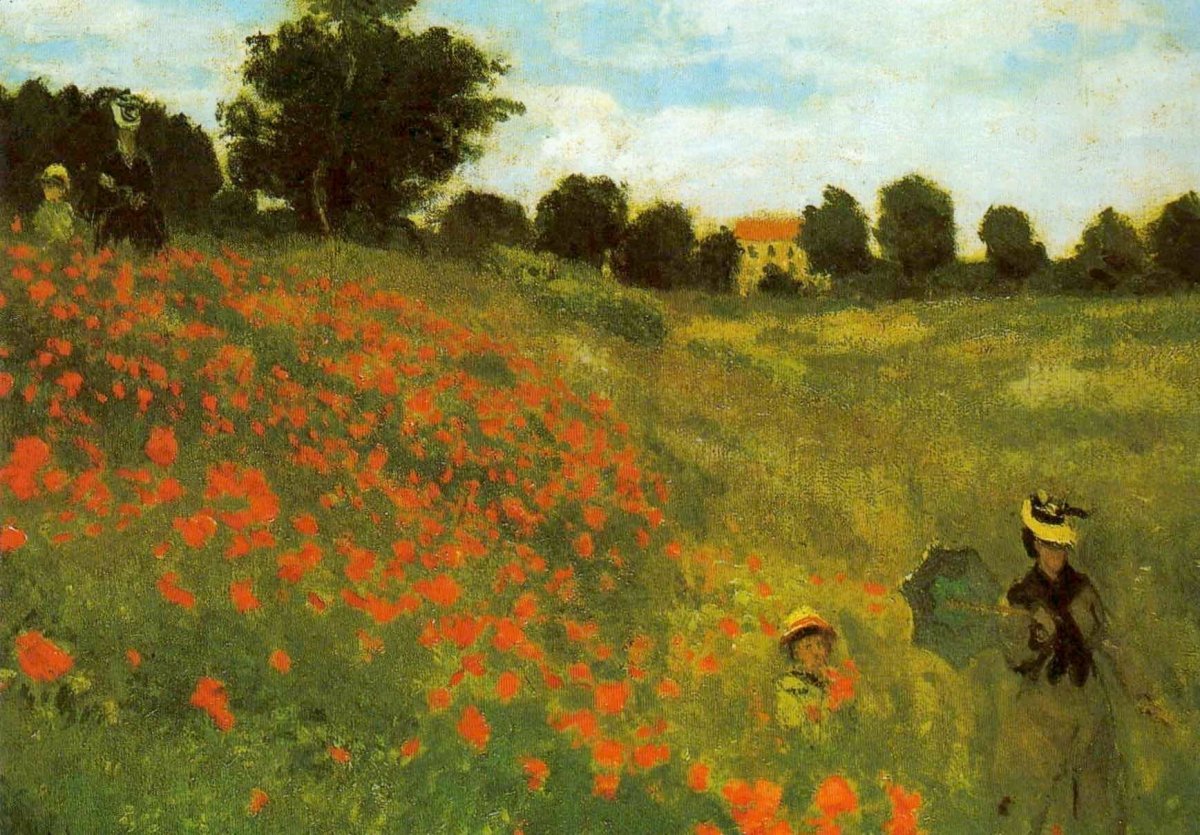 Postkarte - Monet Coquelicots Impressionismus, Blumen Landschaft Gemälde, Klassische Natur Kunst, Vintage Sammelobjekt, Kultur Geschenk, Blankopostkarten
