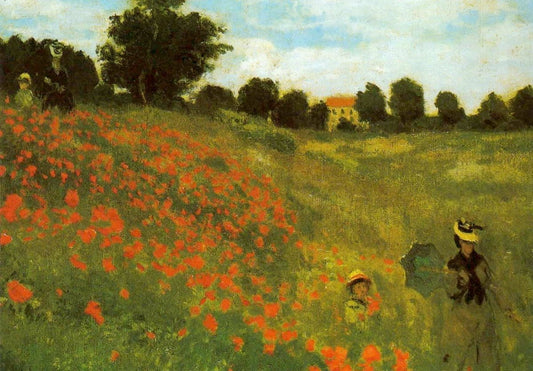 Postkarte - Monet Coquelicots Impressionismus, Blumen Landschaft Gemälde, Klassische Natur Kunst, Vintage Sammelobjekt, Kultur Geschenk, Blankopostkarten