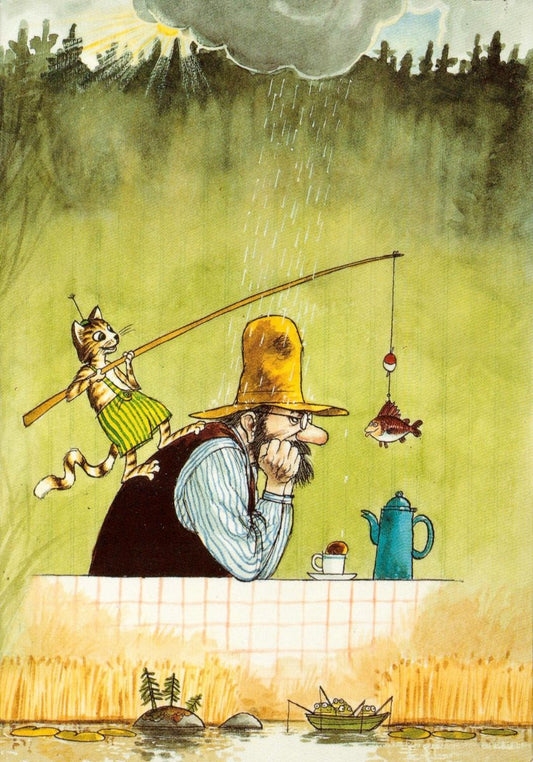 Postkarte Pettersson und Findus Angeln