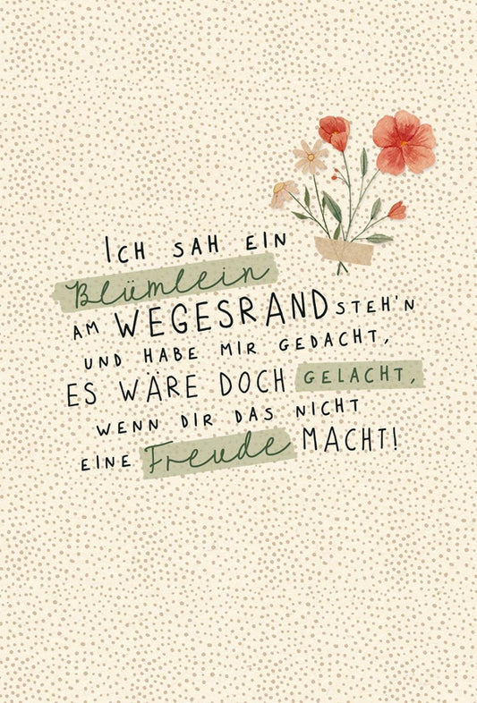 Postkarte Spruch: Blumen am Wegesrand auf Zuckerrohrpapier – Inspirierende Grüße