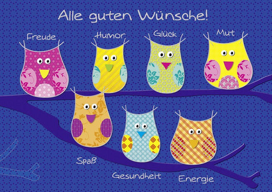 Postkarte Spruch: Herzliche Wünsche für Freude, Humor, Glück und mehr! Ideal für jeden Anlass.