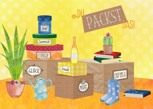 Postkarte Spruch Motivation: Du schaffst das! Freude, Optimismus, Kraft